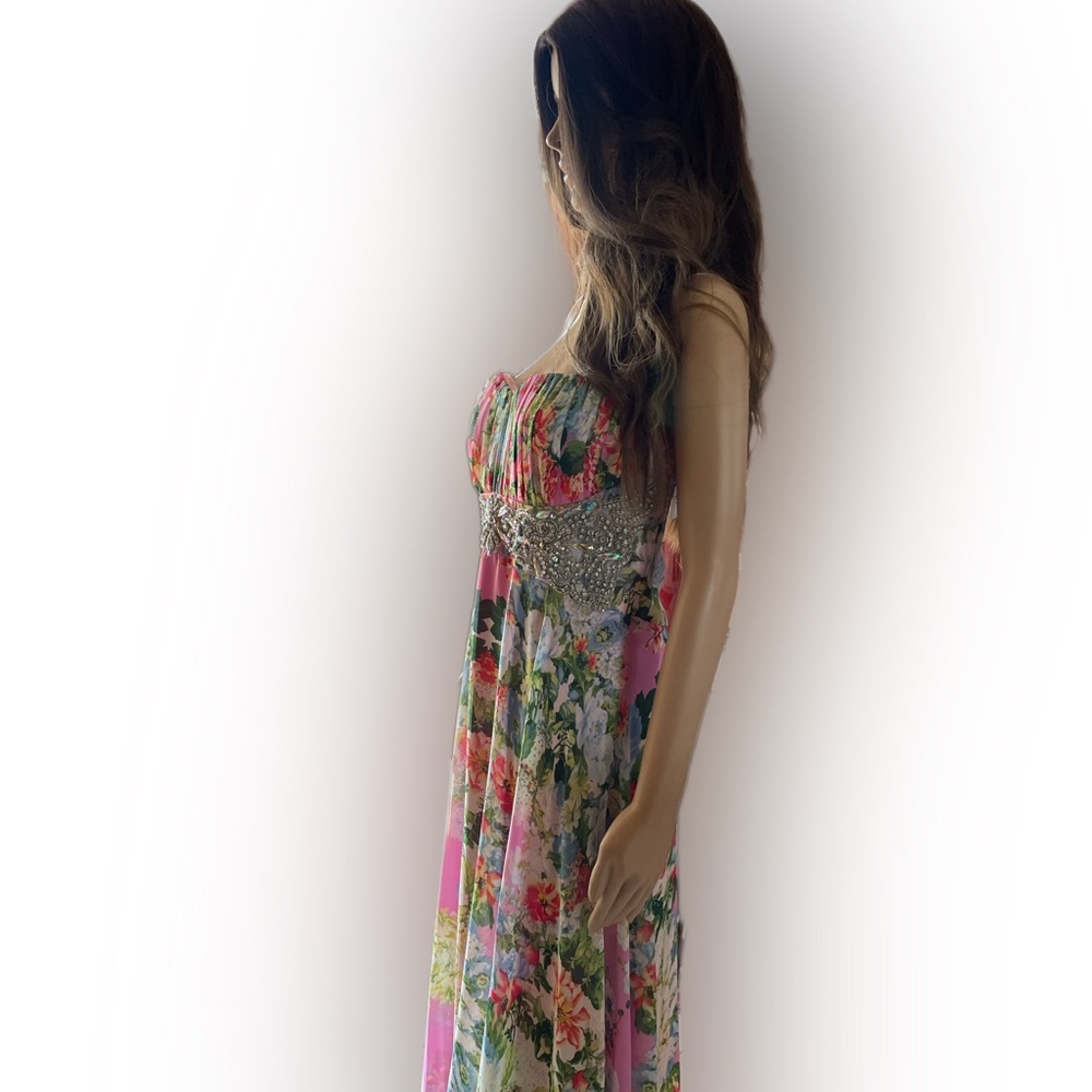 City Triangles Women's Strapless Embellished Formal Foral Dress  Size 13 - Picture 9 of 14